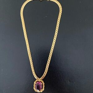 Dior Gold Necklace with Purple Gemstone